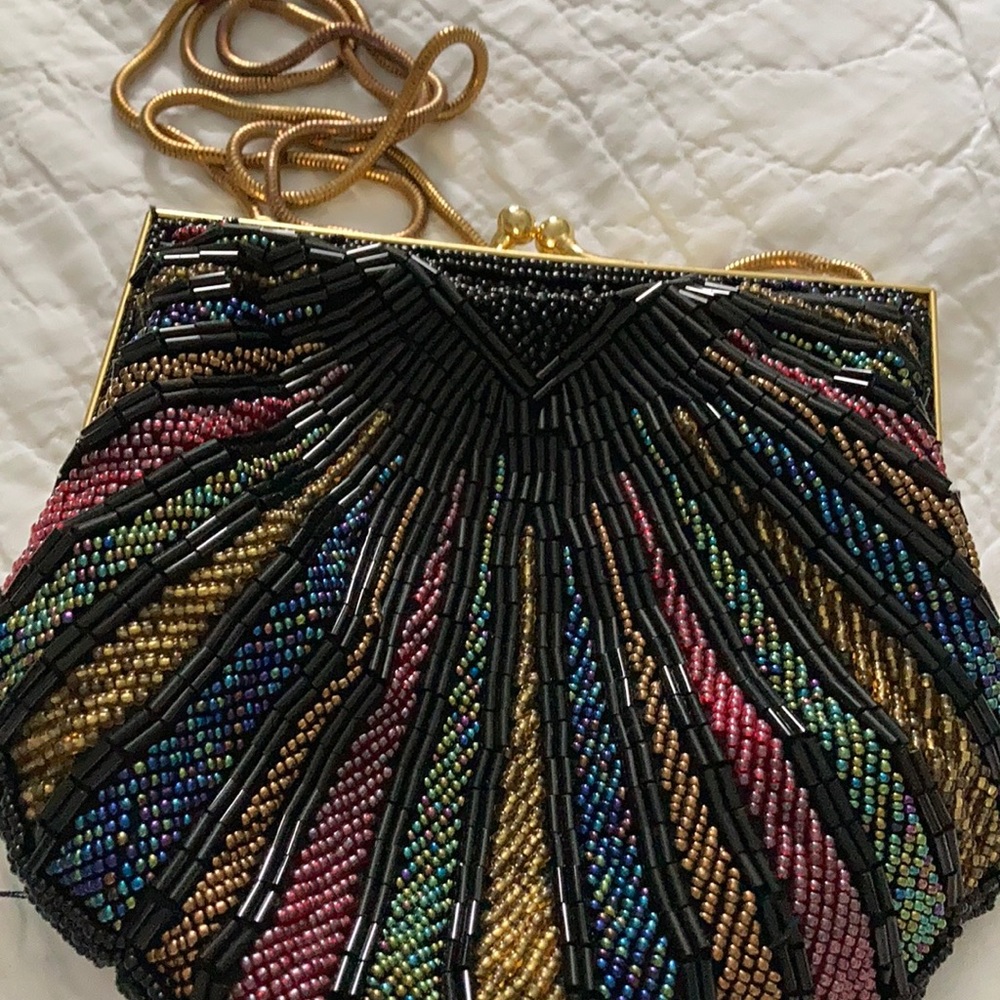 Antique beaded clutch. With snake chain